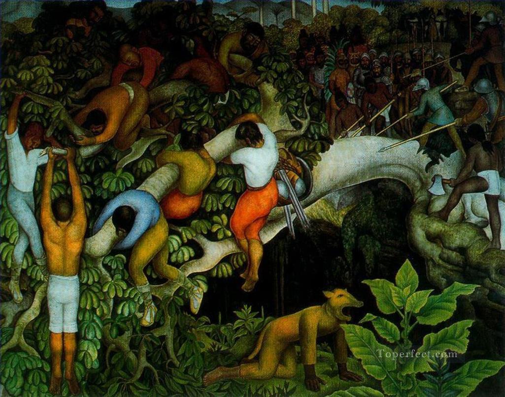 entering the city 1930 Diego Rivera Oil Paintings